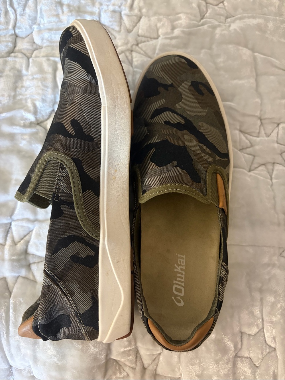 Olukai Men’s Camouflage Slip-On Sneakers - Olive Camo